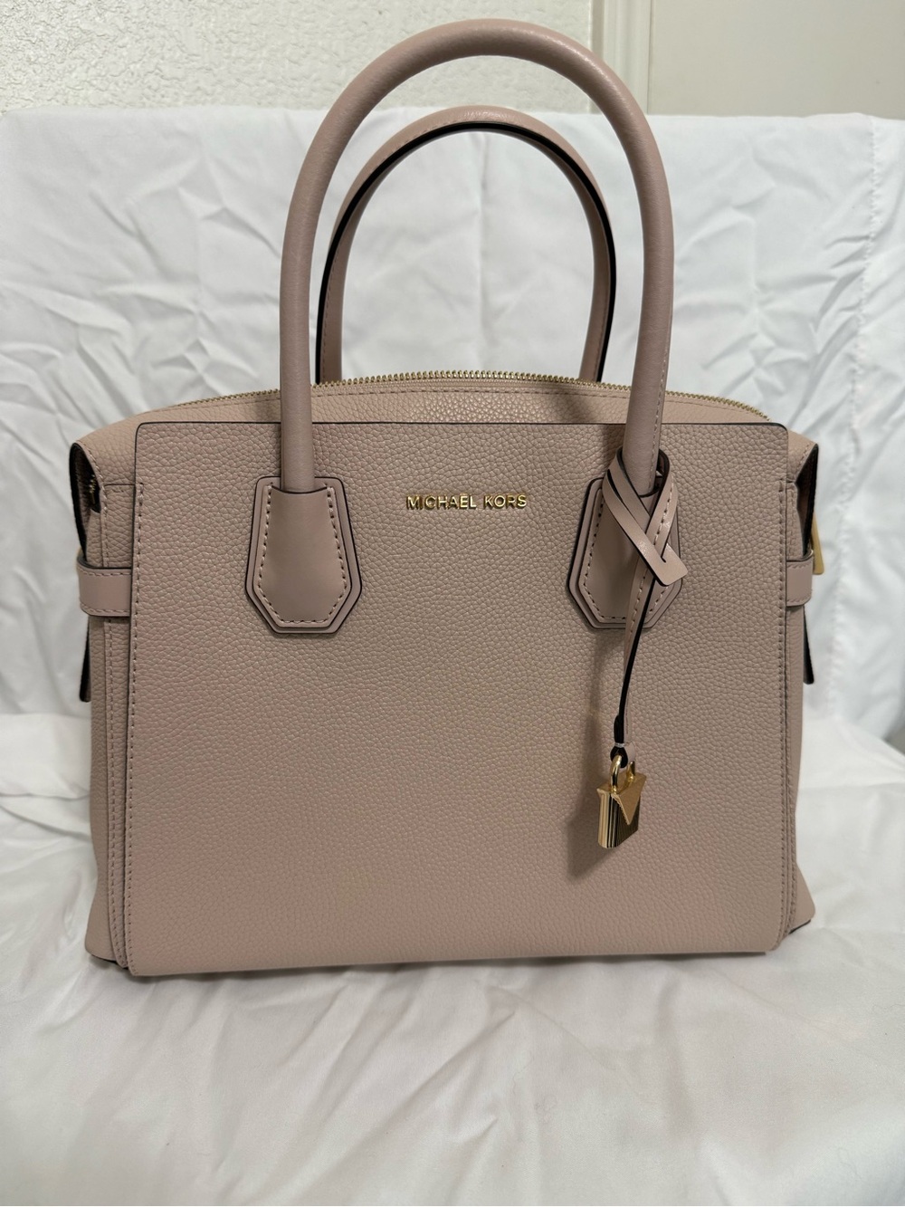 MICHAEL KORS Blush Pink Pebbled Leather Satchel